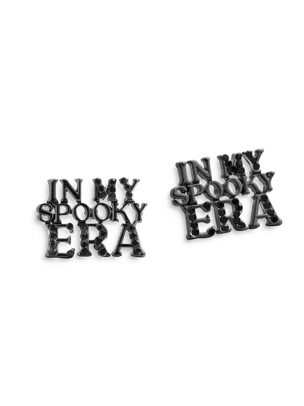 BaubleBar Spooky Era Pavé Text Stud Earrings in Black Tone